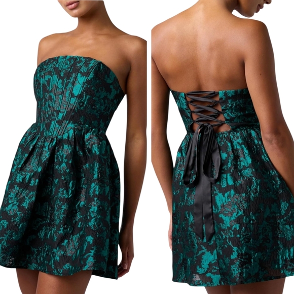 Lulus Dresses & Skirts - Lulus Ayla Jacquard Strapless Fit And Flare Mini-Dress NWT